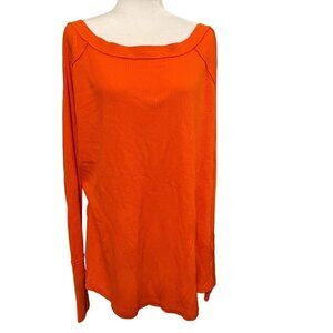 Free People We the Free Woman's Snowy Orange Thermal Boxy Top Size Large NWT